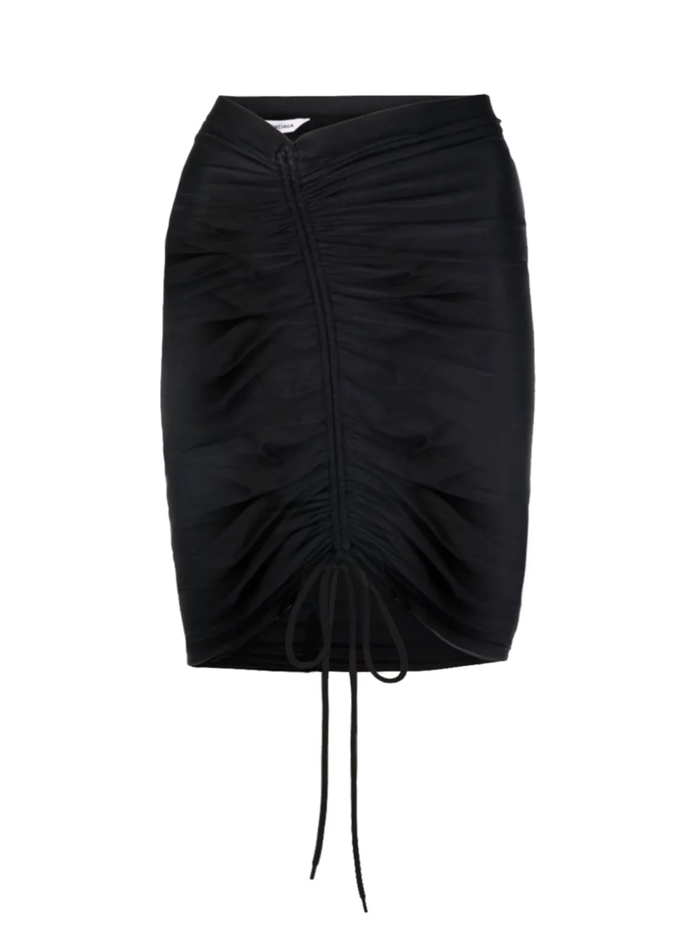 NWT Balenciaga Black Ruched Drawstring Pencil Skirt
